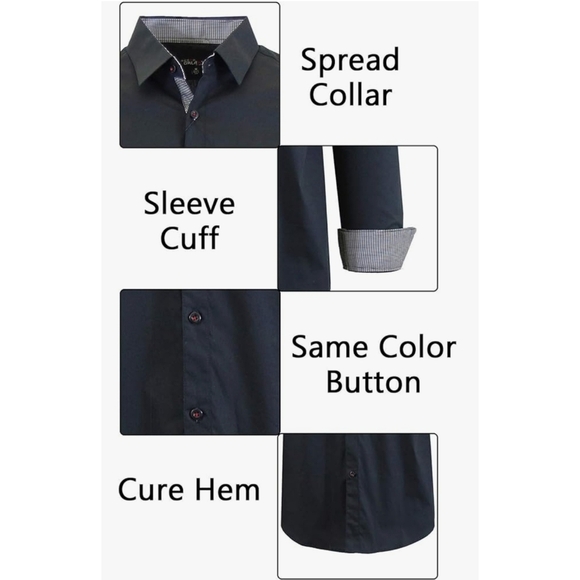 Galaxy by Harvic Mens Long Sleeve Solid Slim Fit Dress Shirts, 2 Pack XL - Picture 4 of 7